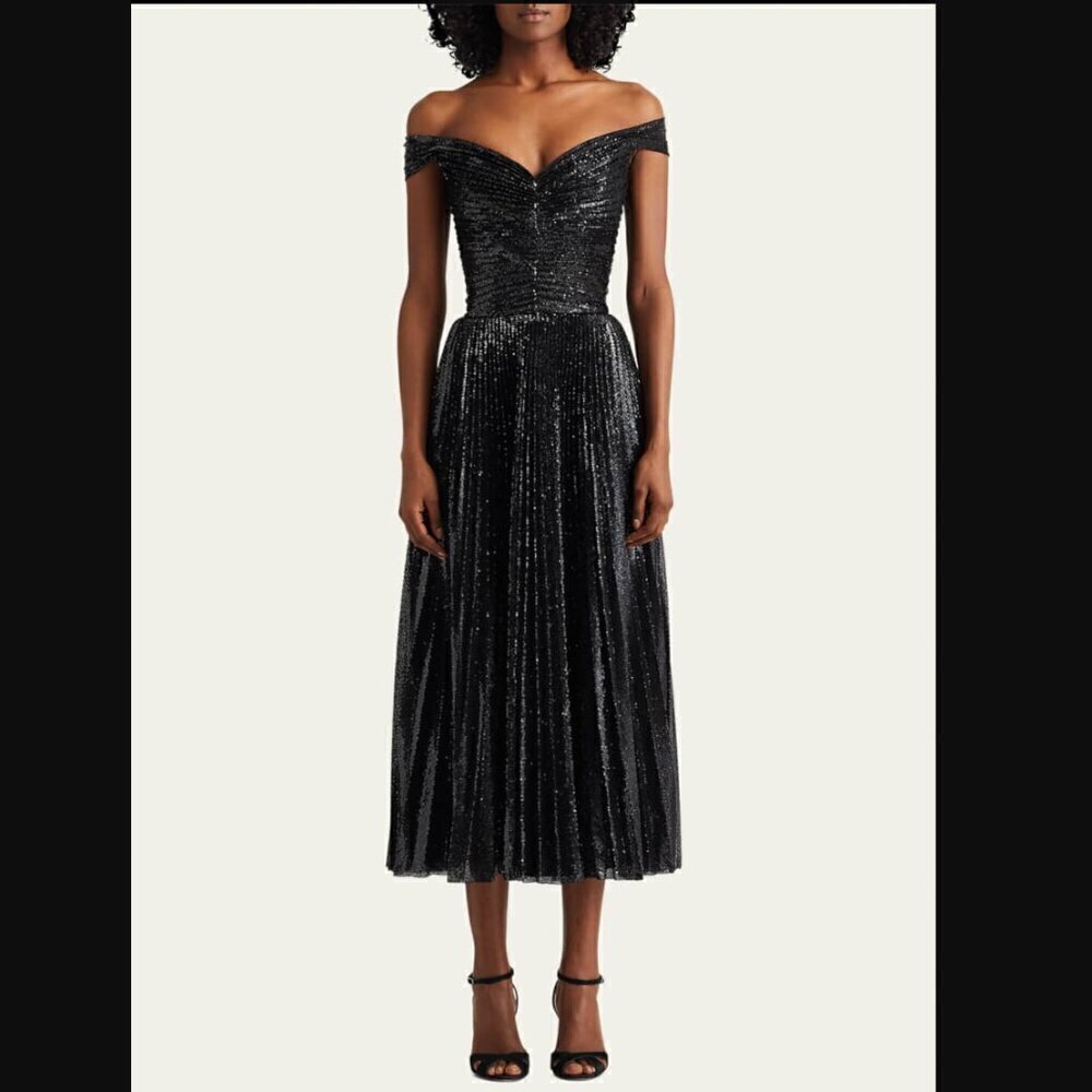 Ralph Lauren Purple Label Camari Sequin Off shoulder Gown